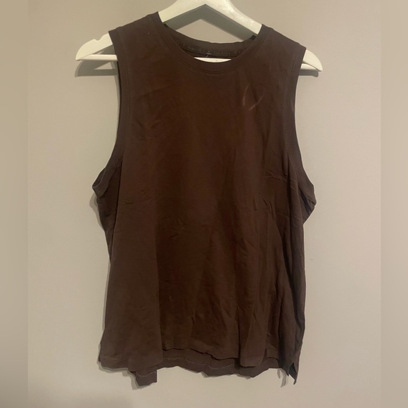 Fabletics Brown Boxy Sleeveless Muscle Tee large - Picture 1 of 7